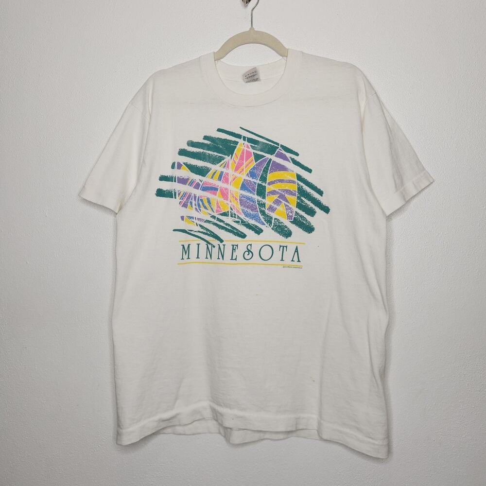 Vintage Minnesota Sail Boat 80s 90s Single Stitch Tourist Destination Shirt